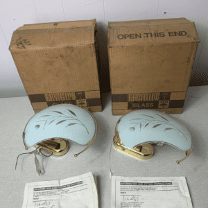Vintage Pull String Wall Lights With Glass Hood - Retro 80s