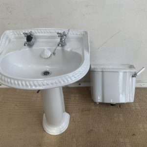 Ceramic Bathroom Sink & Matching Toilet Cistern