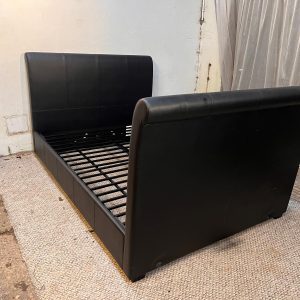 Black Leatherette Double Sleigh Bedframe. - New Unboxed