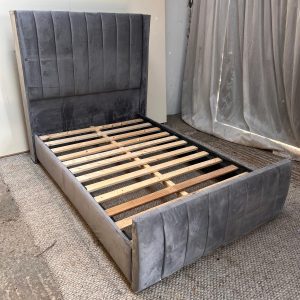 Grey Velvet Small Double Bedframe