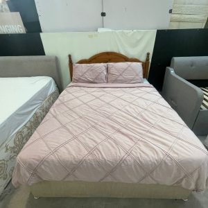 King Size Divan Set - Wooden Headboard and Mattress Included