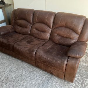 Brown suede 3 seater sofa with armchair